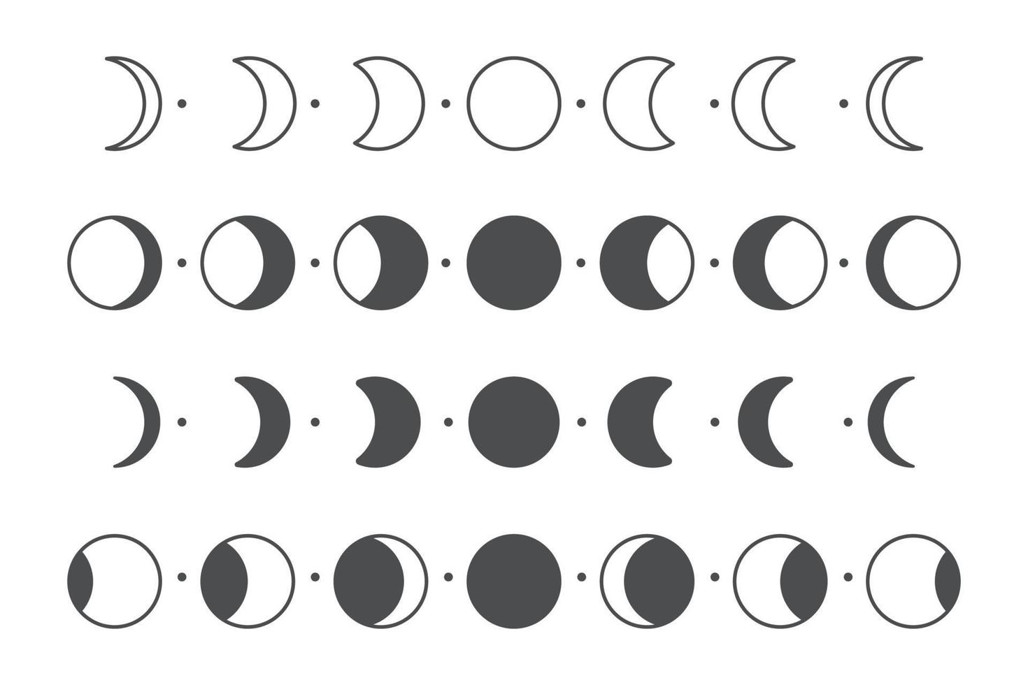 vector maanfase van de maan eenvoudige cirkel vorm ontwerp geïsoleerd op een witte achtergrond.
