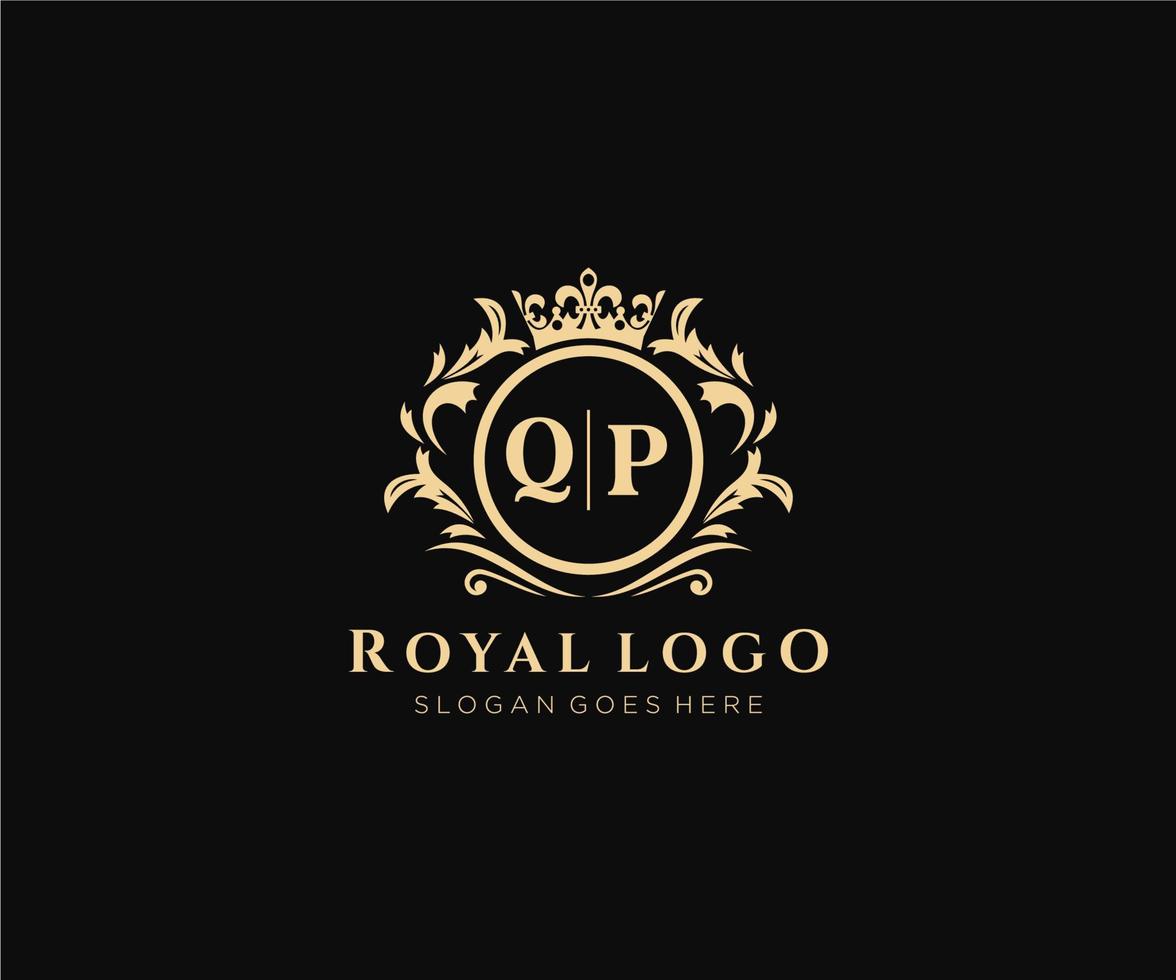 eerste qp brief luxueus merk logo sjabloon, voor restaurant, royalty, boetiek, cafe, hotel, heraldisch, sieraden, mode en andere vector illustratie.