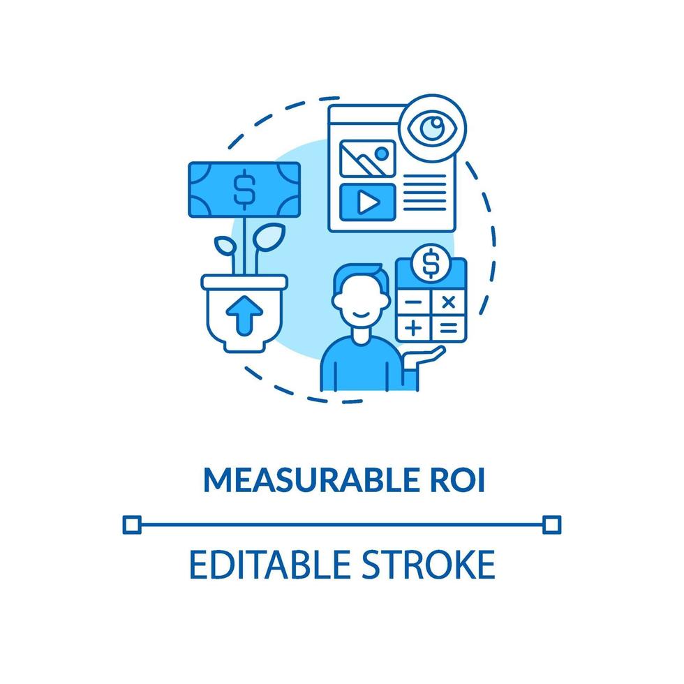 meetbare roi blauwe concept pictogram vector