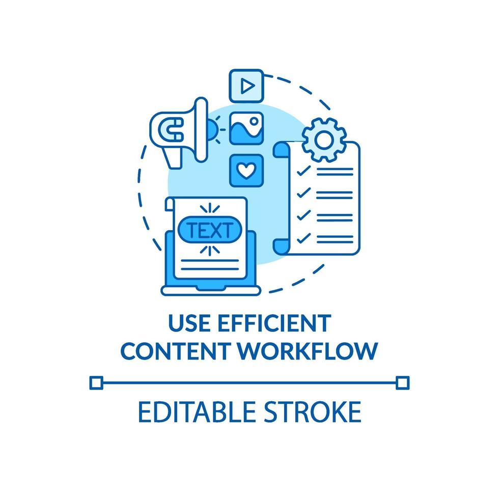 gebruik efficiënte inhoud workflow blauwe concept pictogram vector