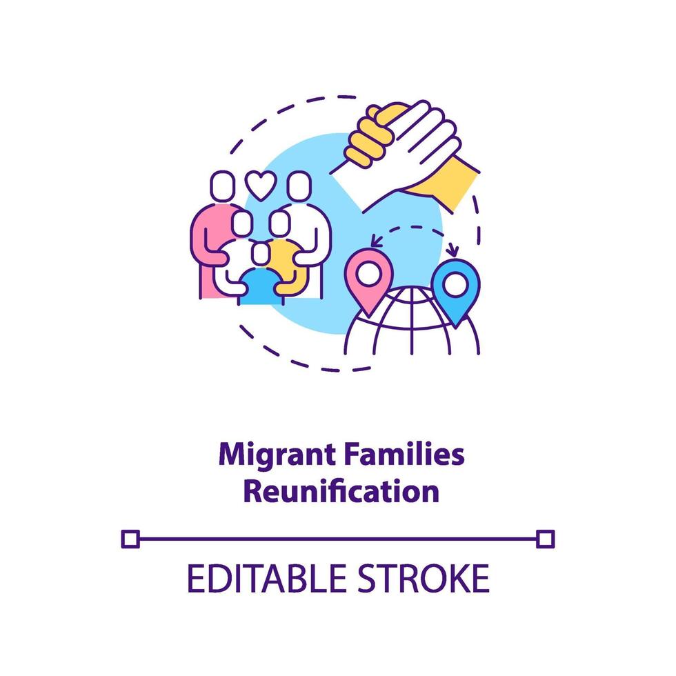 migrantengezinnen hereniging concept pictogram vector