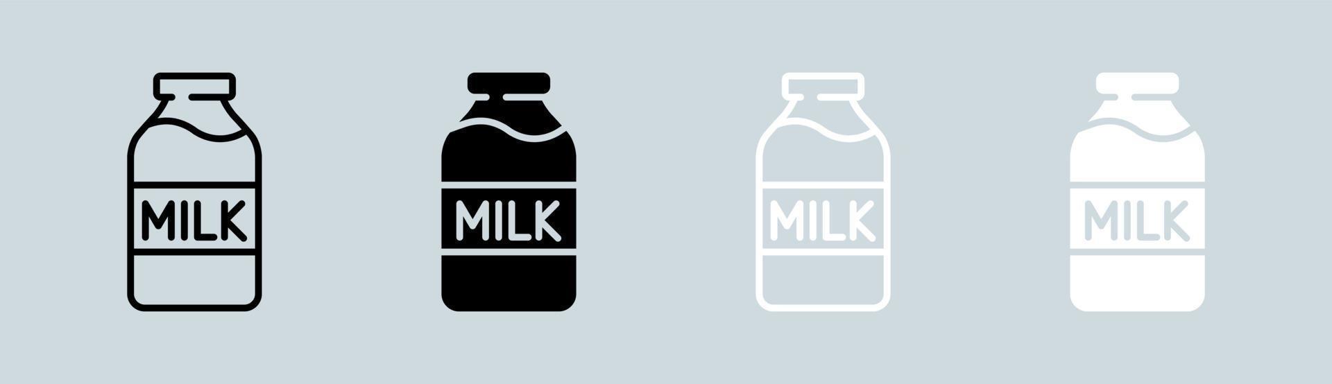 melk icoon reeks in zwart en wit. drinken tekens vector illustratie.