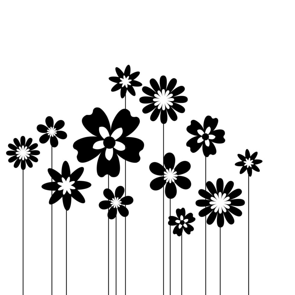 zwart silhouet van bloemen vector