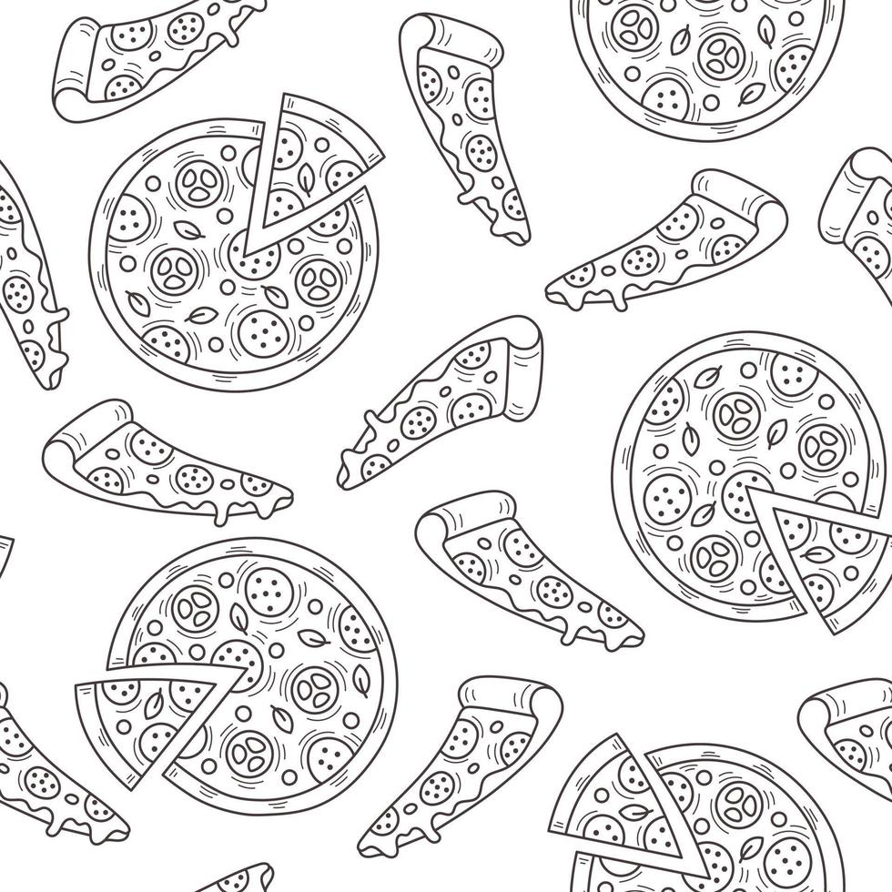 voedsel naadloos patroon pizza tekening vector