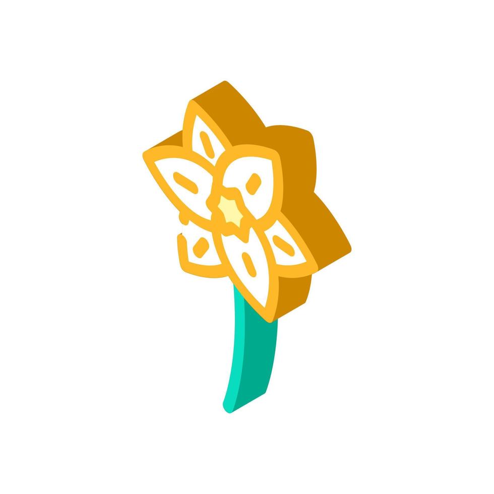 gele narcis bloem voorjaar isometrische icoon vector illustratie