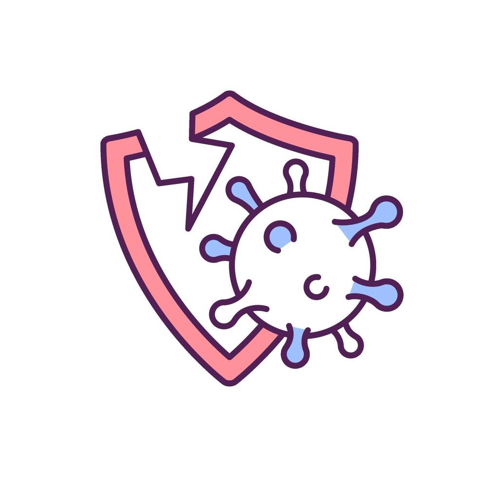 Virus breken immuunsysteem RGB-kleur pictogram vector