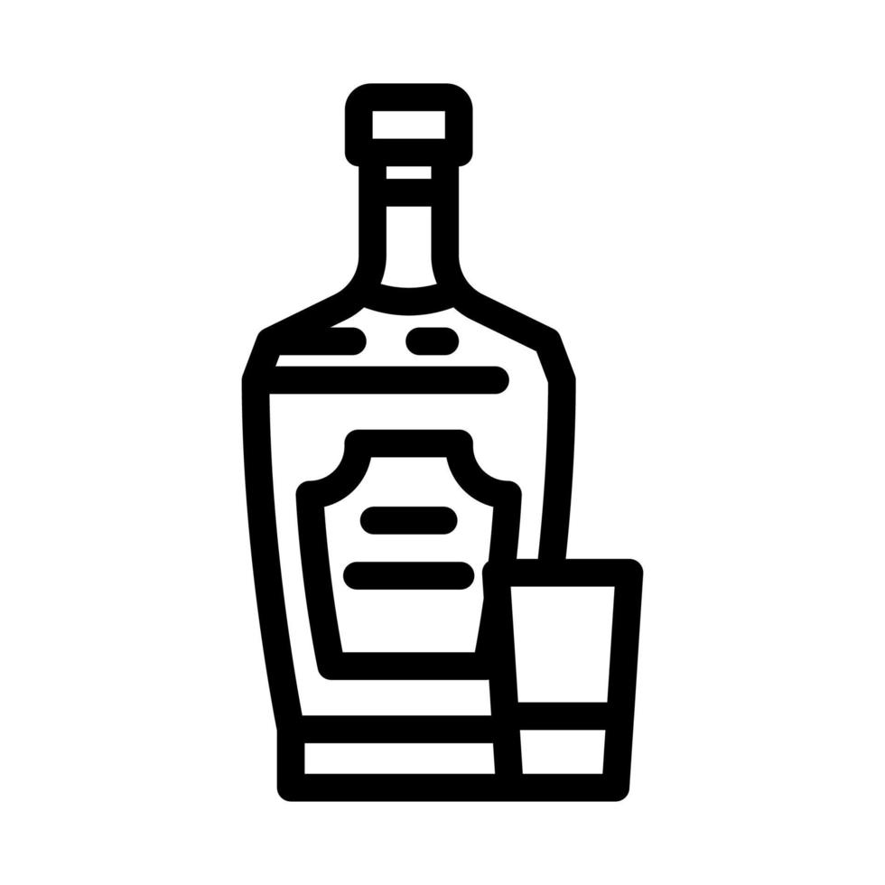 whisky glas fles lijn icoon vector illustratie