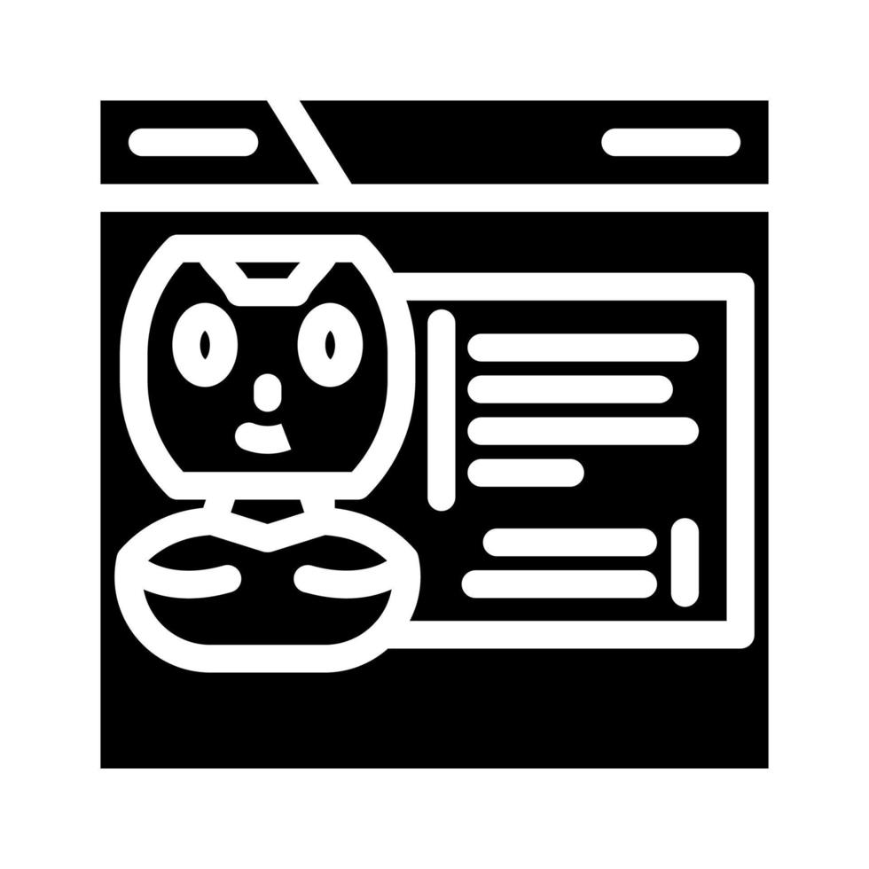 web babbelen bot glyph icoon vector illustratie