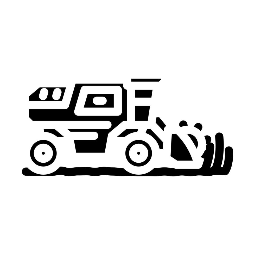 oogstmachine oogsten veld- tarwe glyph icoon vector illustratie