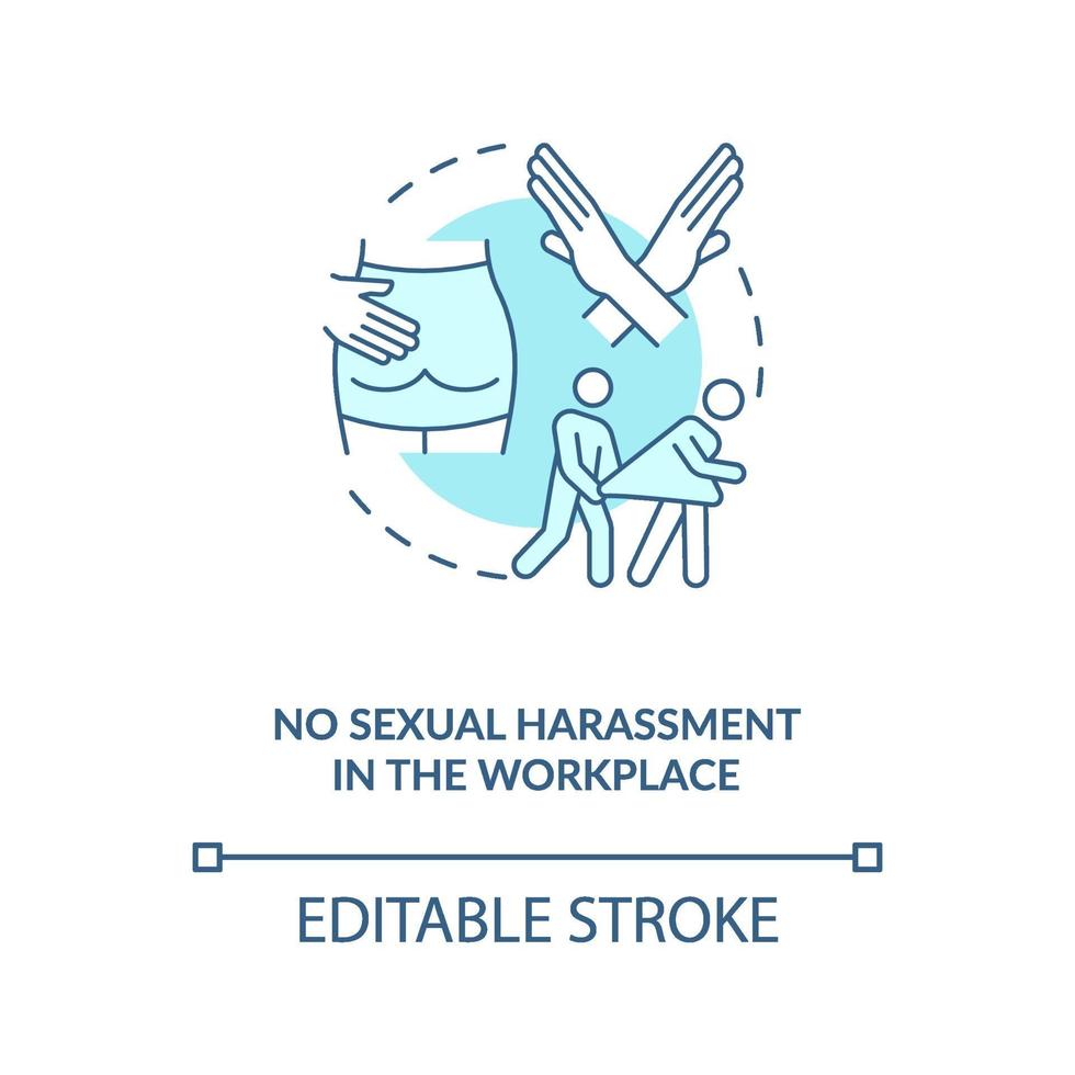 geen seksuele intimidatie op het pictogram van het blauwe concept van de werkplek vector