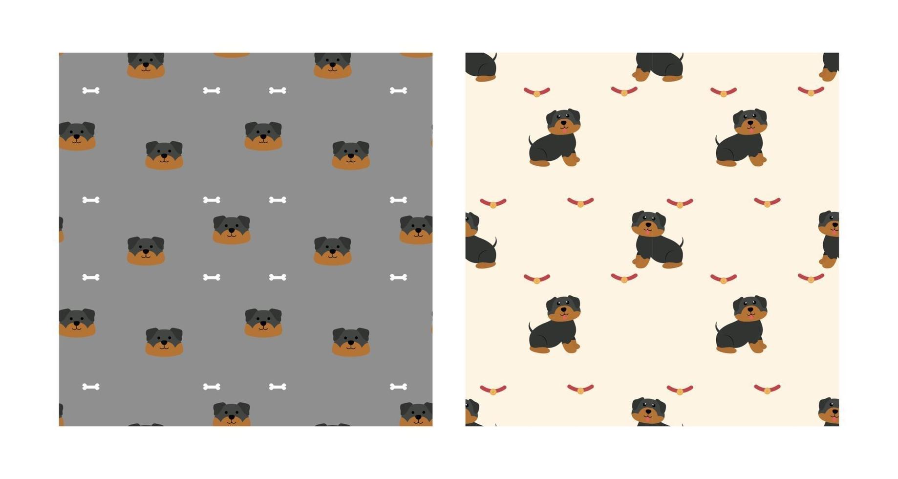set karakter naadloze patroon dier van schattige rottweiler hond kan worden gebruikt als ontwerpen wallpapers of achtergronden. vector illustratie