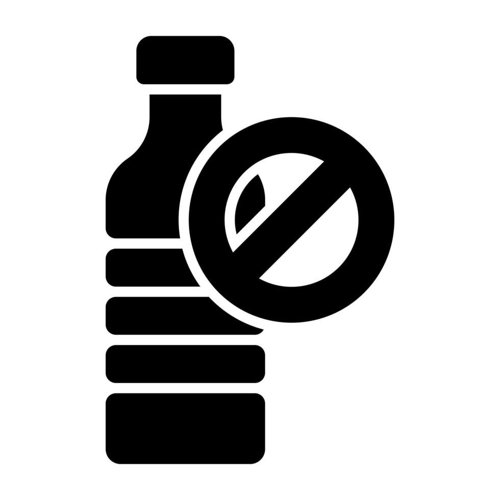 verboden teken Aan plastic fles tonen concept icoon van Nee plastic flessen vector