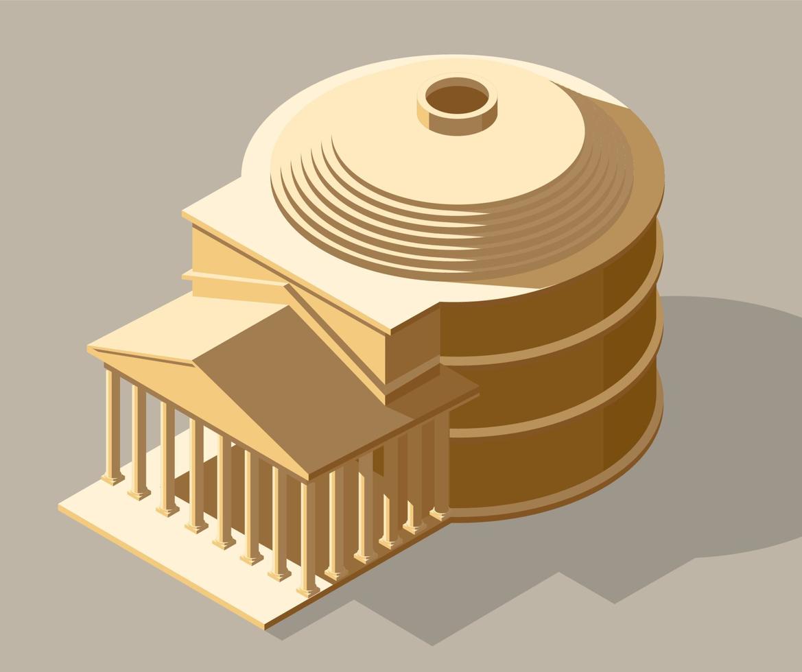 vector isometrische pantheon illustratie. oude Rome gebouw icoon. gaming en infographic ontwerp.