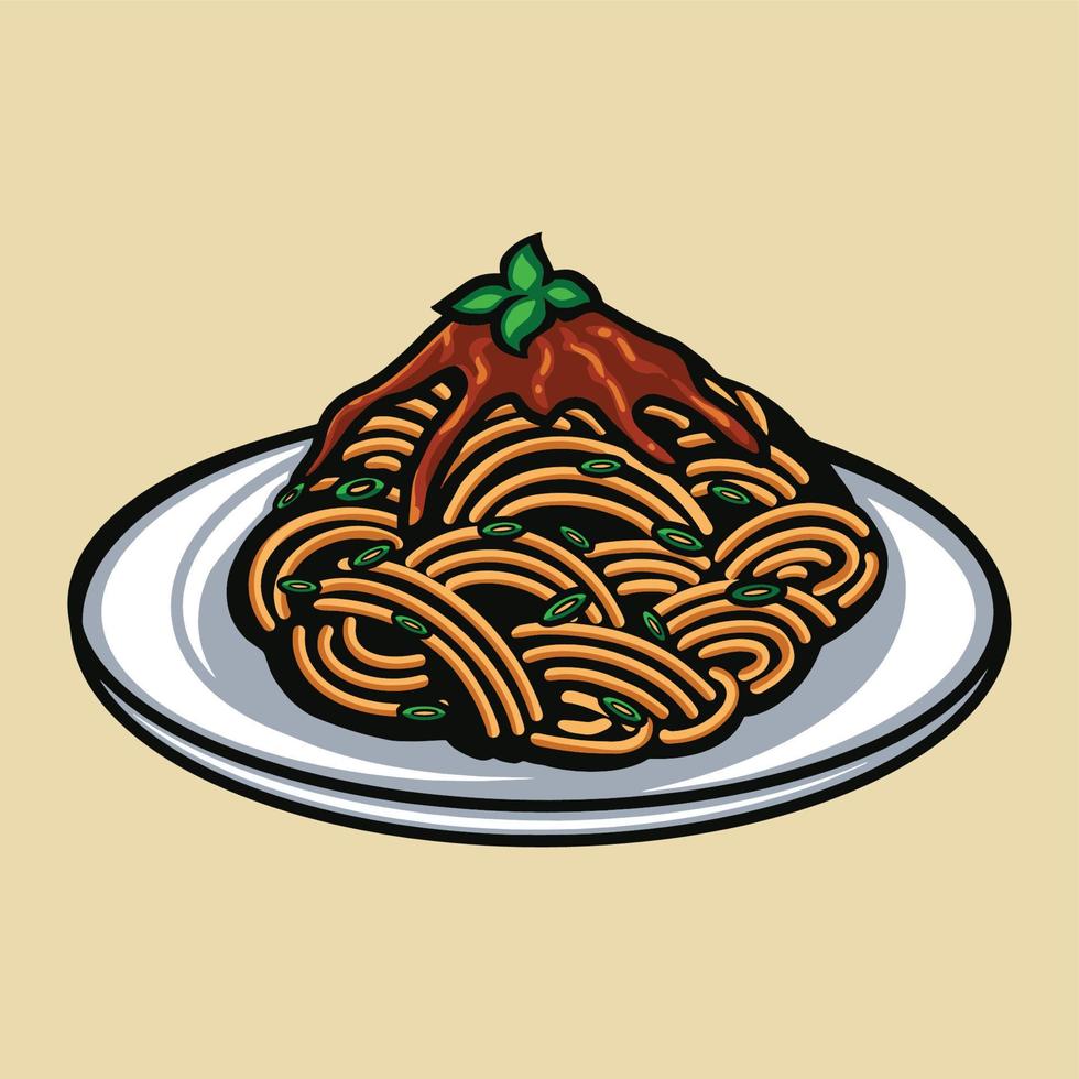 spaghetti voedsel vector