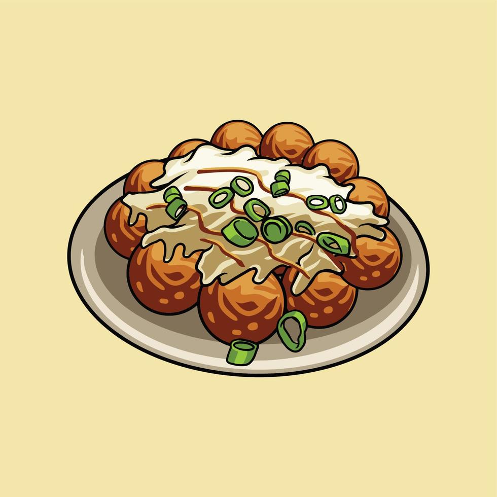 takoyaki voedsel vector