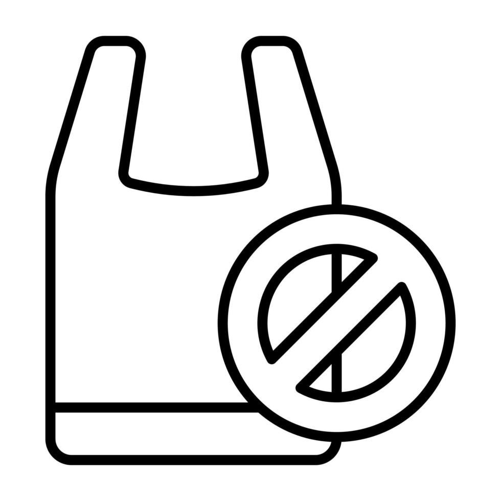 verboden teken Aan plastic zak beeltenis concept icoon van Nee plastic tas, plastic vrij wereld, vector