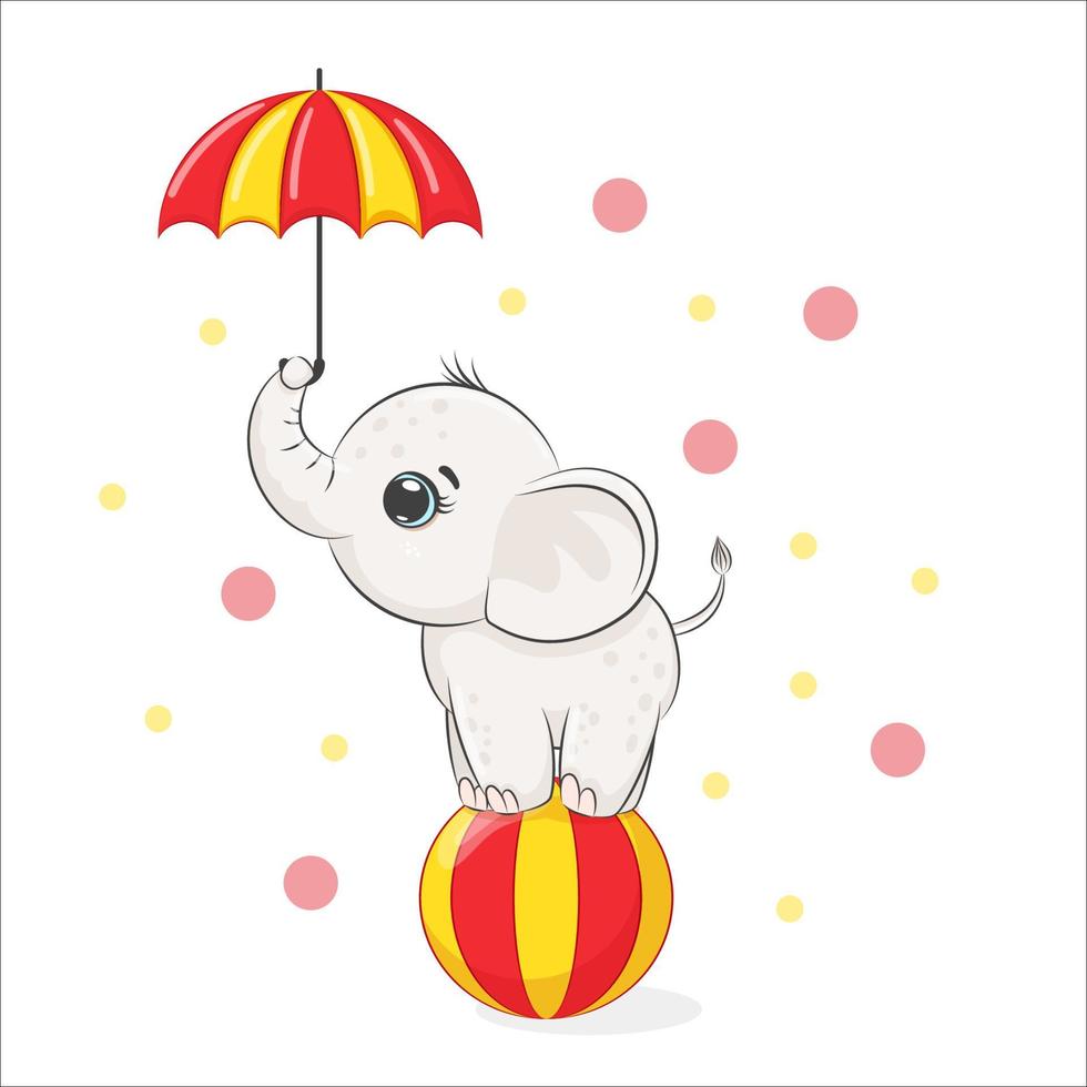 schattig baby olifant presteert in de circus. vector illustratie van een tekenfilm.