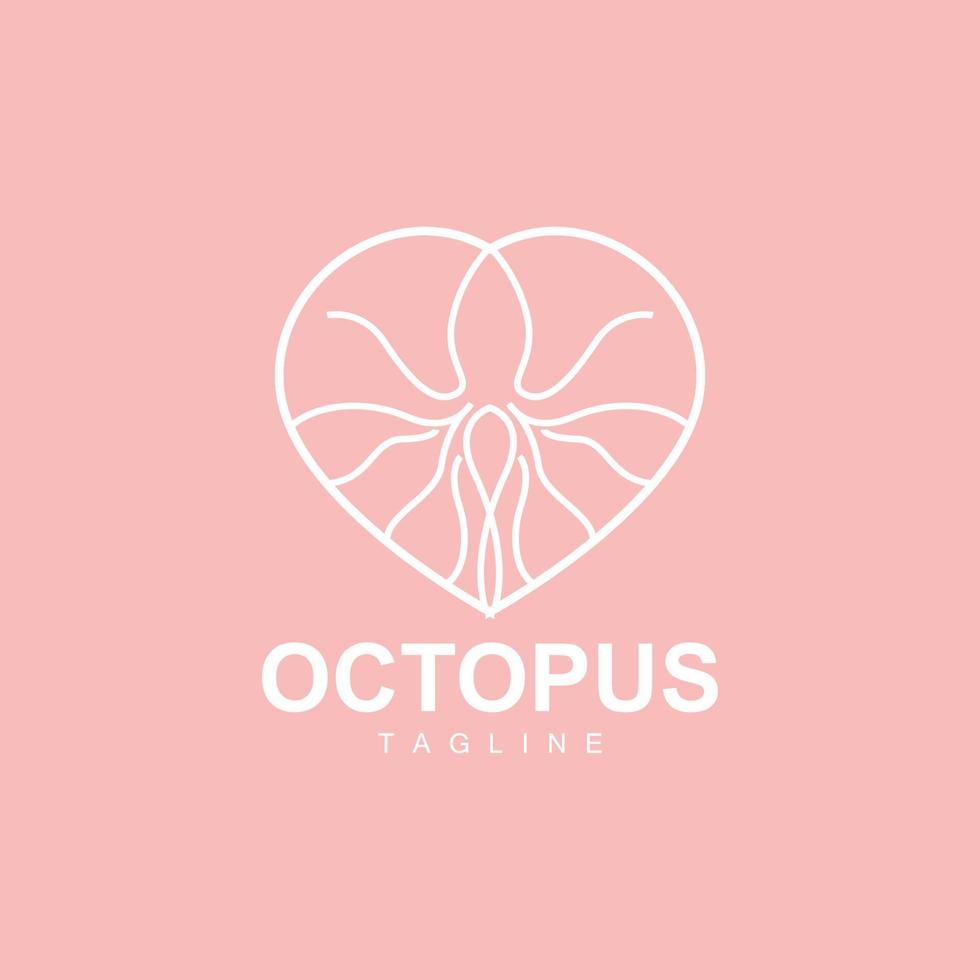 Octopus logo, gemakkelijk lijn ontwerp, zee dier vector Japans zeevruchten ingrediënt, icoon symbool illustratie