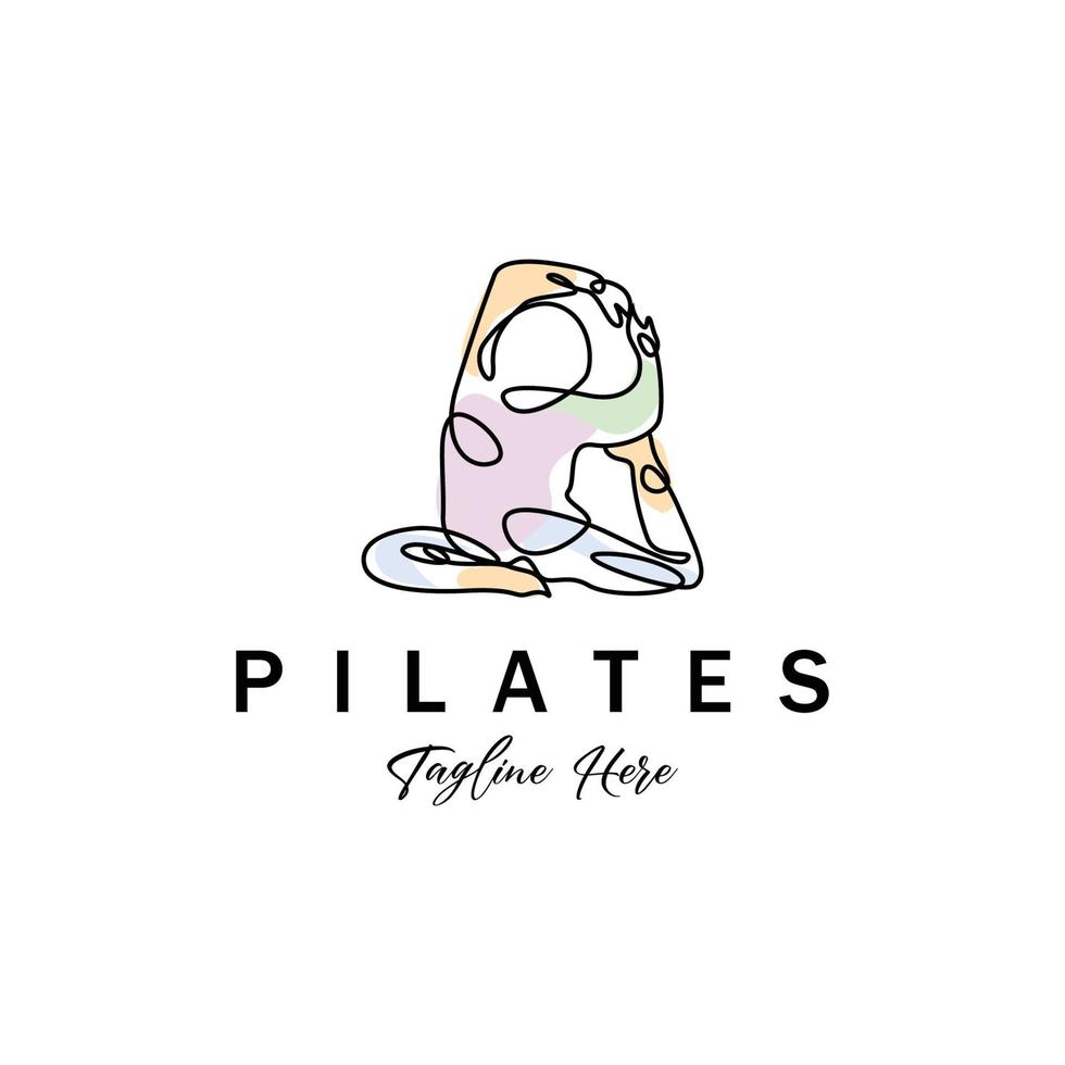 pilates zittend pose logo pictogram symbool een kalmerende yoga-oefening die het hele lichaam beweegt vector