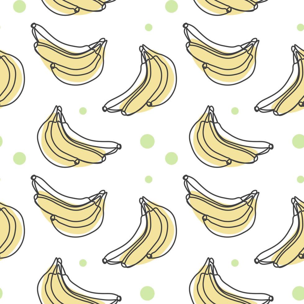 naadloos patroon, contour bananen met gekleurde vlekken Aan een wit achtergrond. pastel kleuren. minimaal modern ontwerp. fruit achtergrond, vector