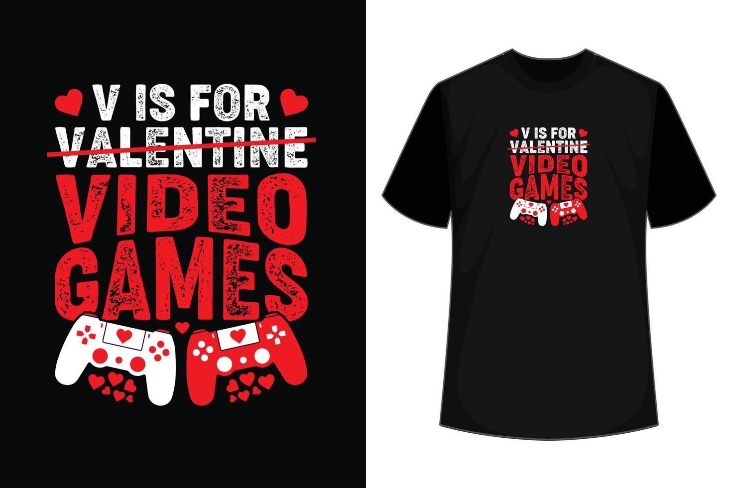 v is voor Valentijn video spellen t-shirt ontwerp, Valentijn t-shirt ontwerp vector