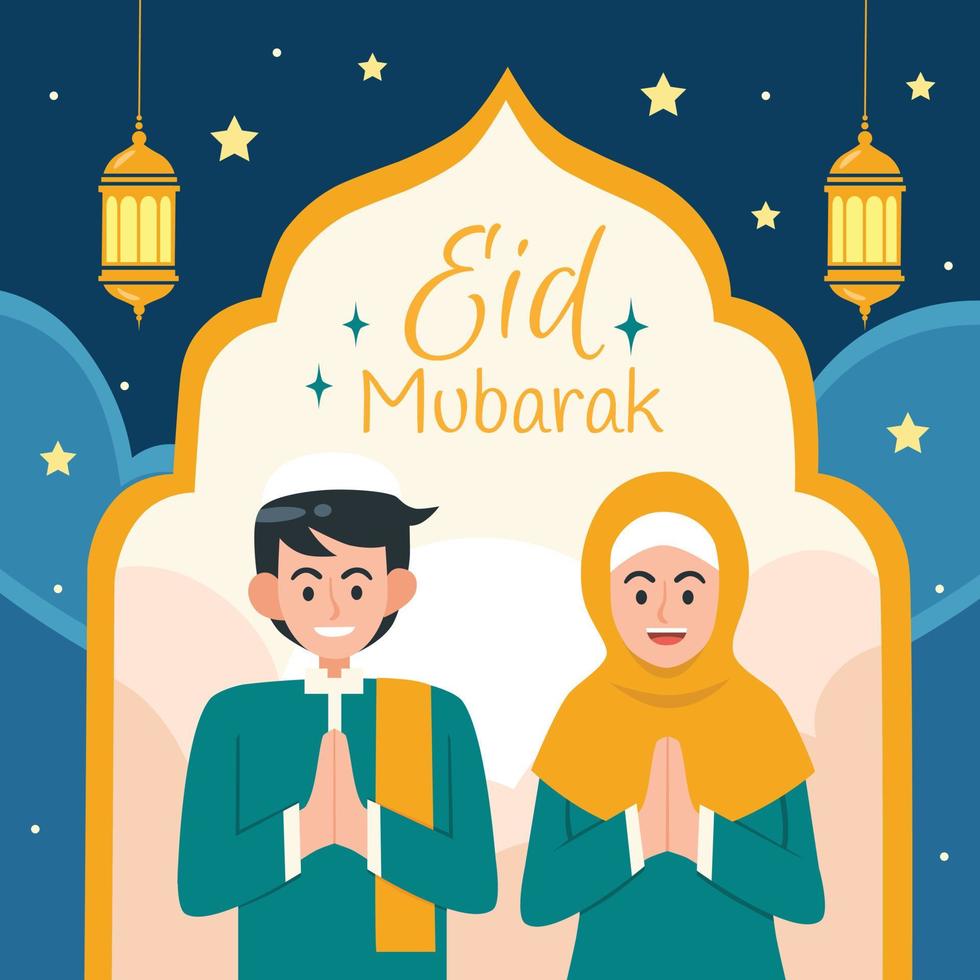 gelukkig eid mubarak groet kaart vector