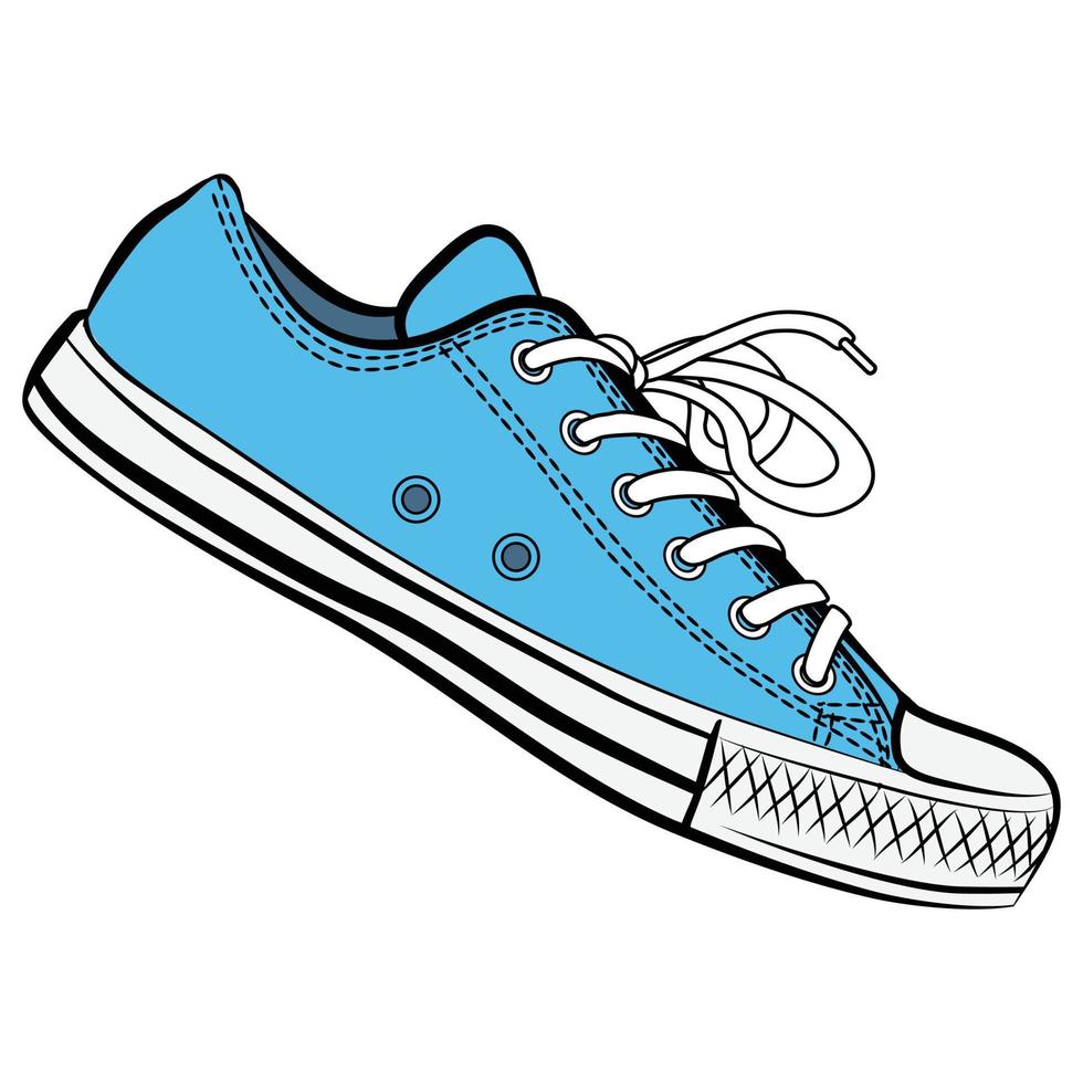 vector illustratie van een schoen in blauw kleur en wit achtergrond