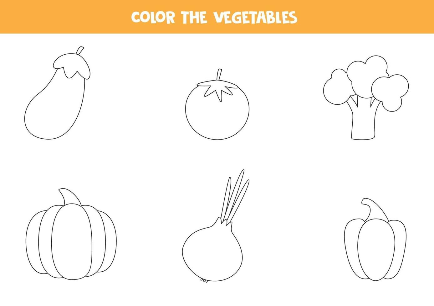 kleurplaten met groenten voor kleuters, vector