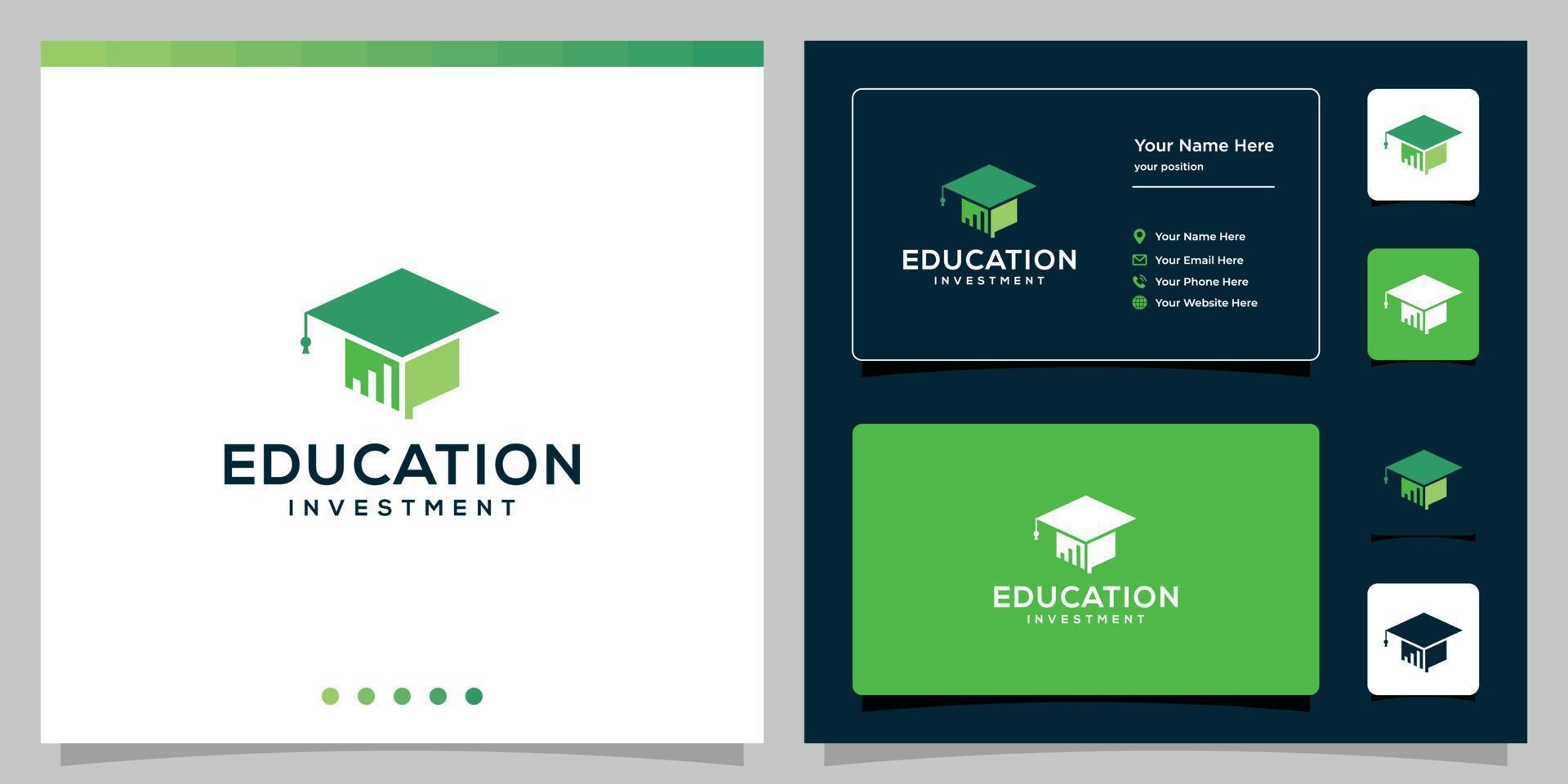 middelbare school, afstuderen, campus, onderwijs logo ontwerp en investering logo's. bedrijf kaart vector