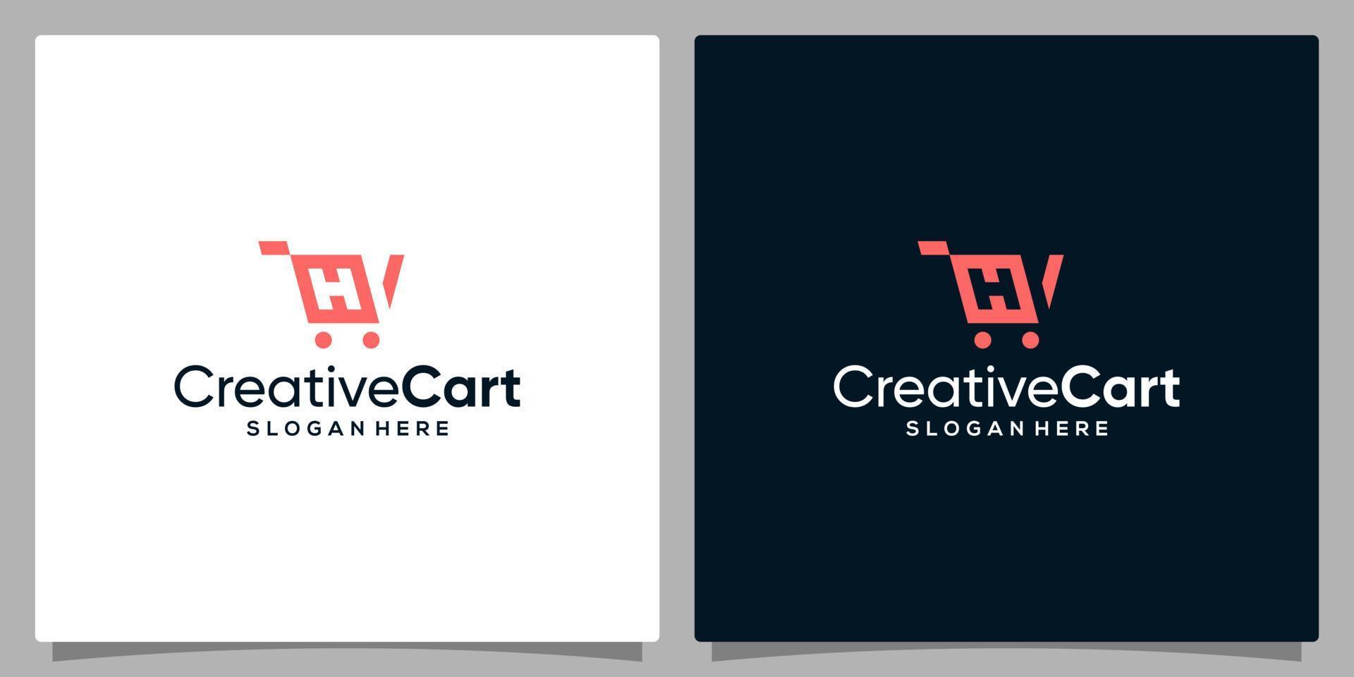 sjabloon ontwerp icoon logo vector boodschappen doen kar abstract met symbool eerste brief h. premie vector