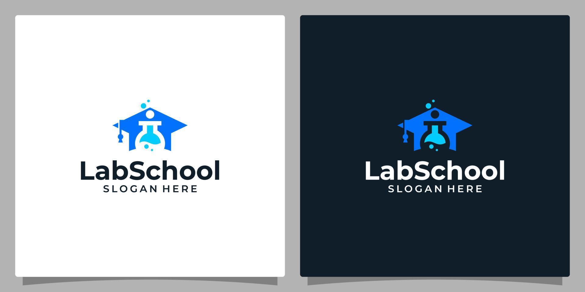 middelbare school, afstuderen pet, campus, onderwijs logo ontwerp en laboratorium logo vector illustratie grafisch ontwerp.