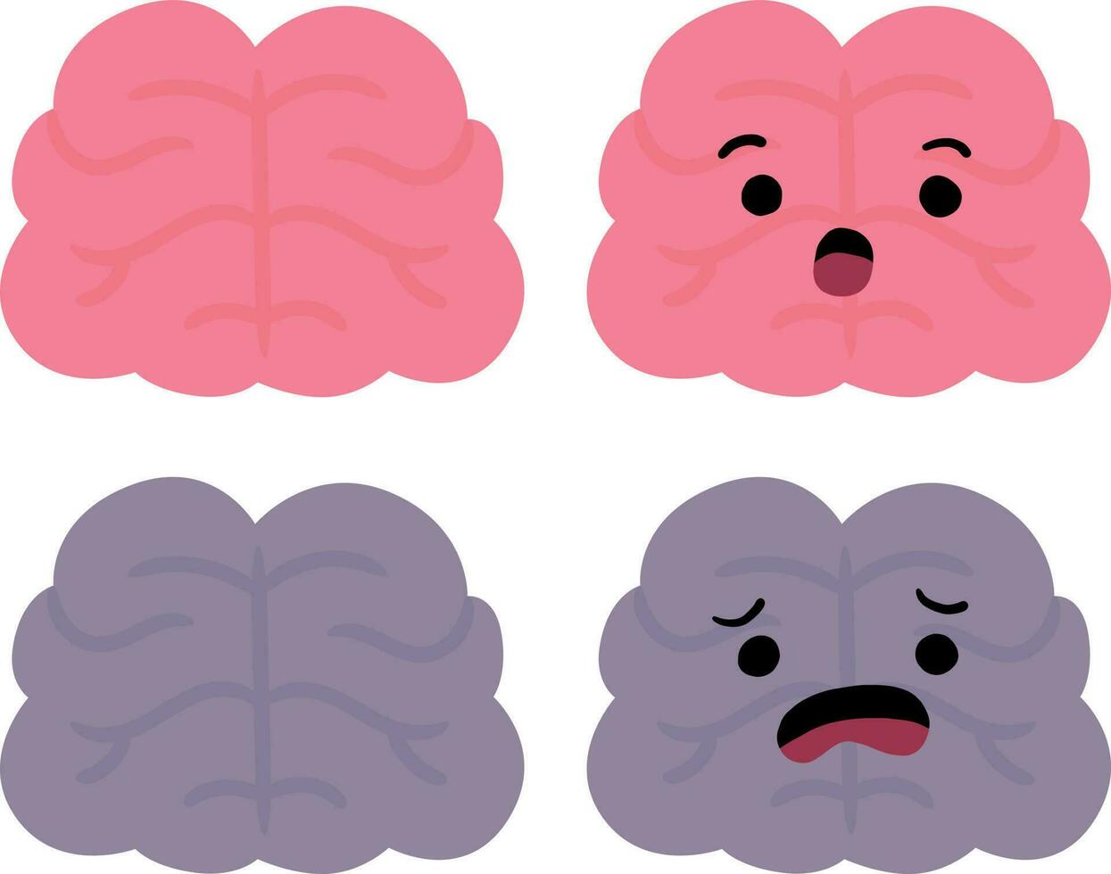 schattig menselijk orgaan hersenen medisch anatomie tekenfilm karakter vector