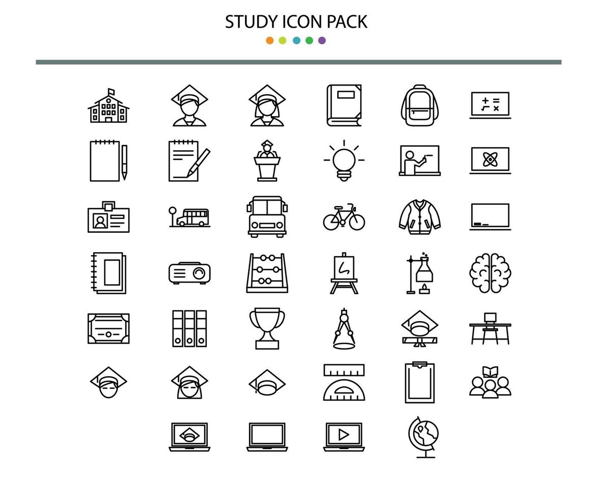 studie pictogrammenset Kaderstijl vector