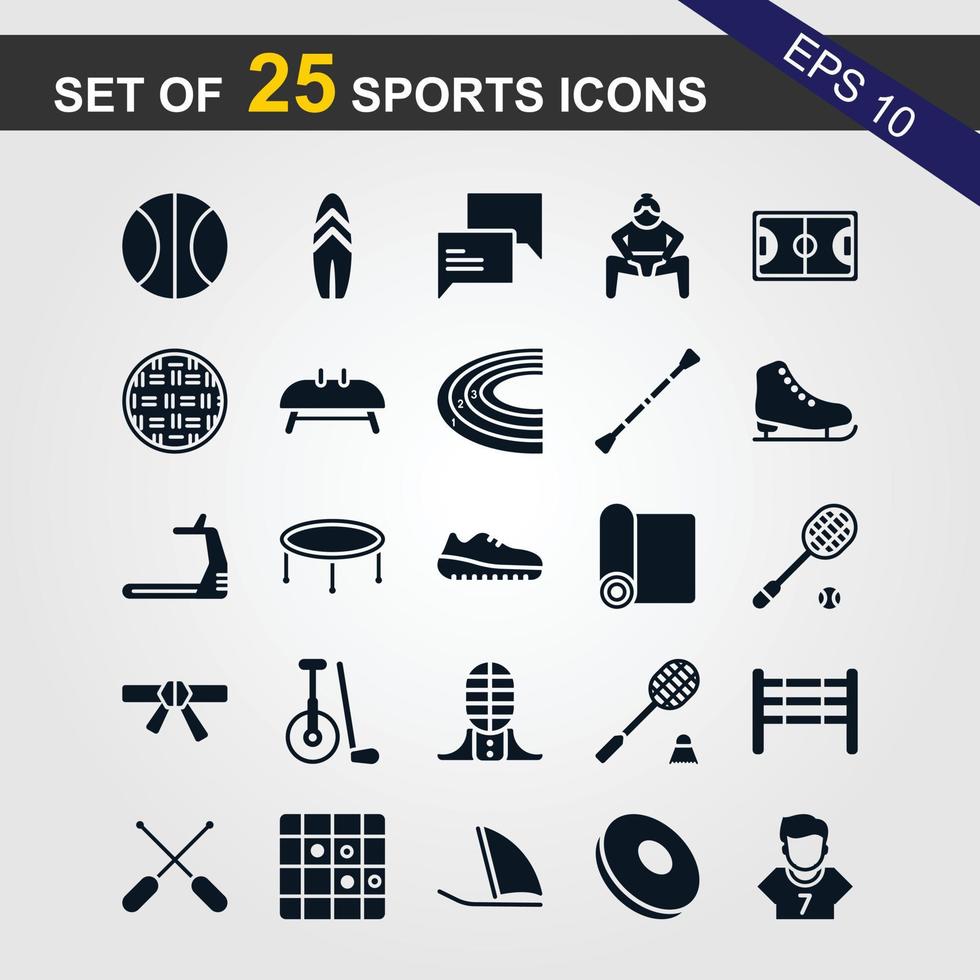 25 sport en geschiktheid pictogrammen reeks vector ontwerp