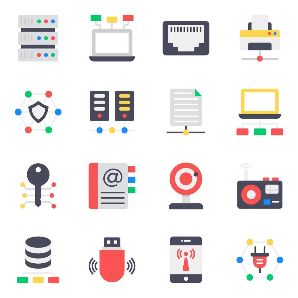 netwerk en technologie icon set vector