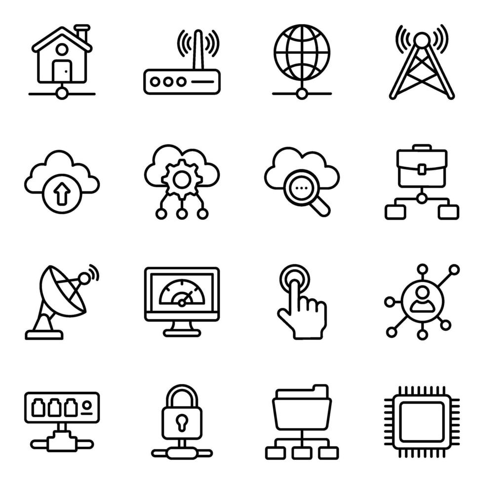 netwerk en technologie icon set vector