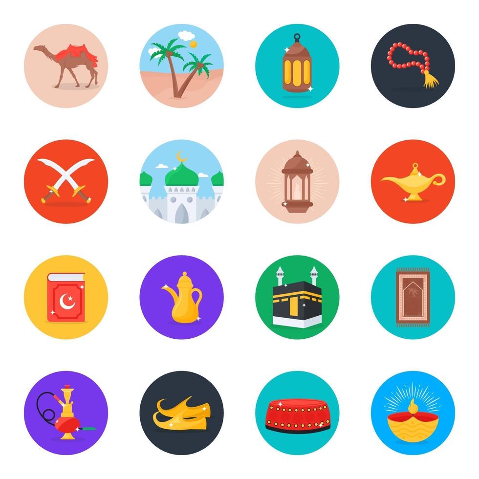 islamitische culturele icon set vector