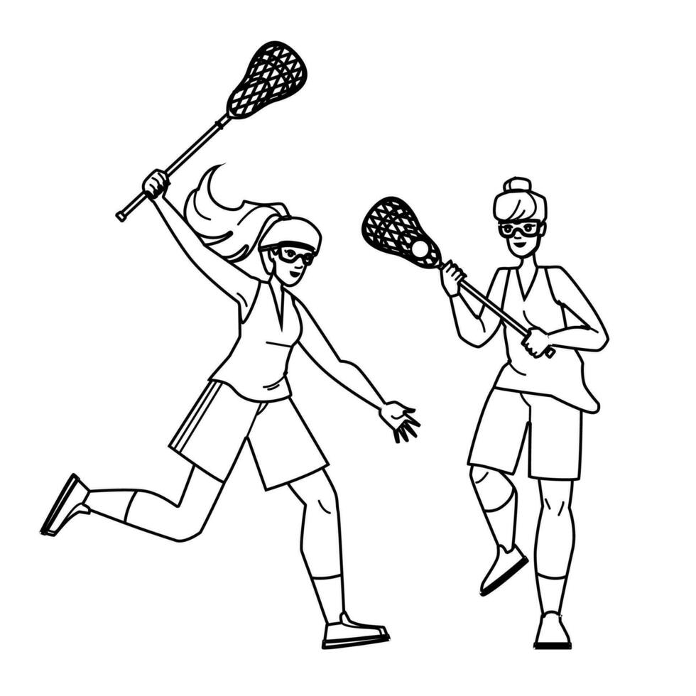 lacrosse sport vrouw vector