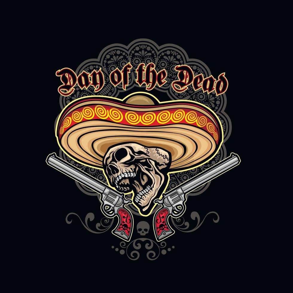 heilig dood, Mexicaans suiker schedel in sombrero, grunge wijnoogst ontwerp t overhemden vector