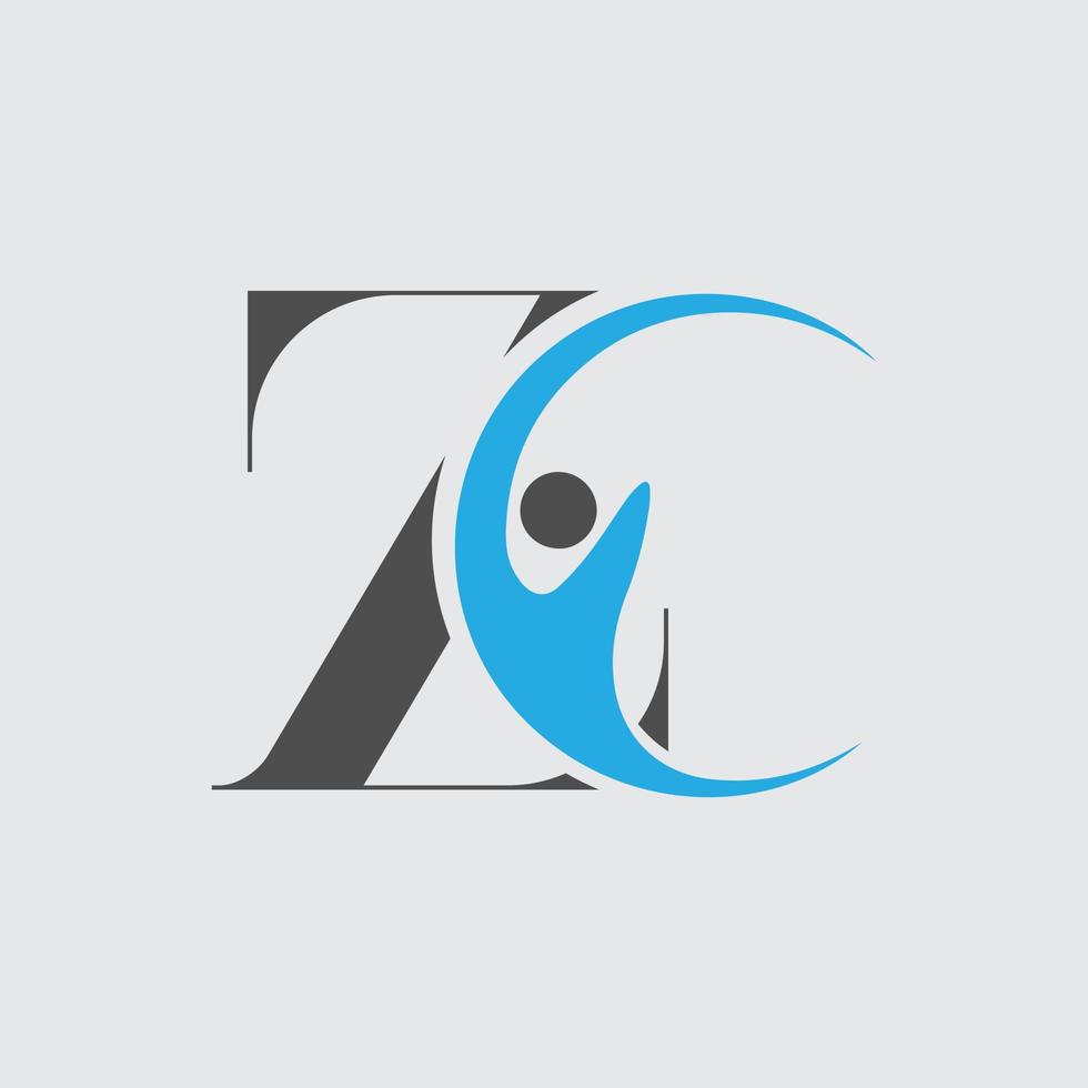 brief zc logo afbeelding, alfabet brieven logo vector