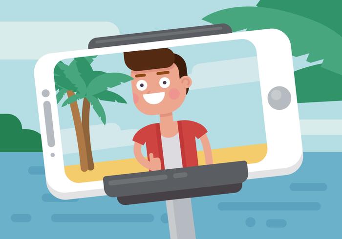 Mens die een illustratie van de Selfie neemt vector