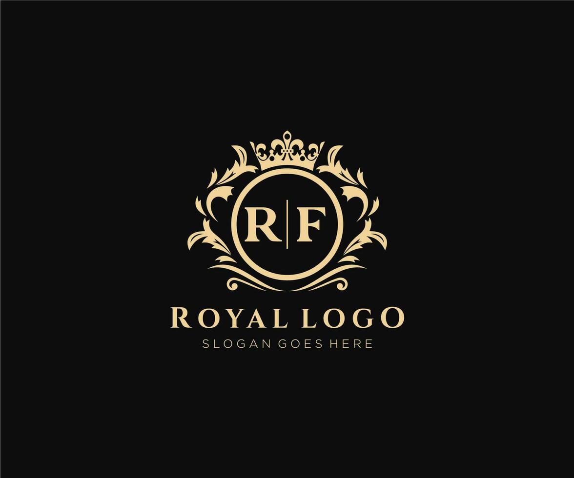 eerste rf brief luxueus merk logo sjabloon, voor restaurant, royalty, boetiek, cafe, hotel, heraldisch, sieraden, mode en andere vector illustratie.