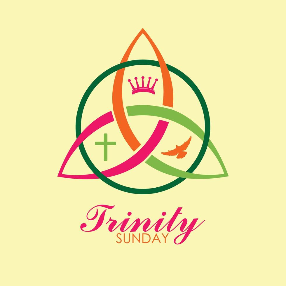 drie-eenheid zondag, kleurrijk tekst religieus drie-eenheid symbool, modern achtergrond vector illustratie voor poster, kaart en banier