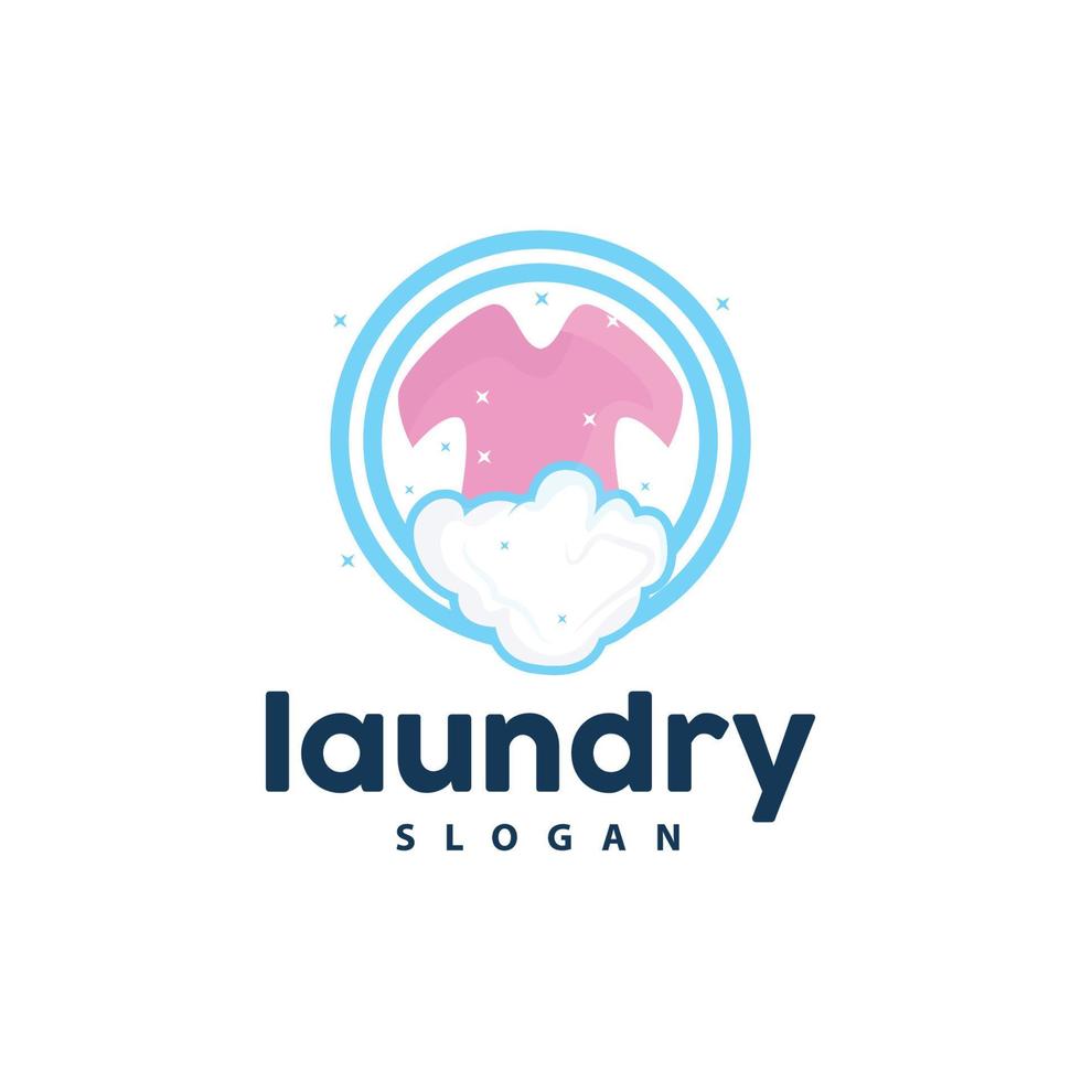 wasserij logo, schoonmaak het wassen vector, wasserij icoon met het wassen machine, kleren en schuim bubbel, illustratie symbool ontwerp sjabloon vector