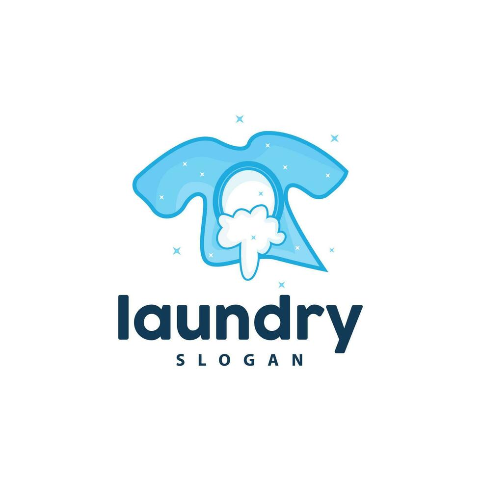 wasserij logo, schoonmaak het wassen vector, wasserij icoon met het wassen machine, kleren en schuim bubbel, illustratie symbool ontwerp sjabloon vector