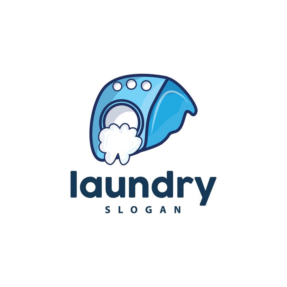 wasserij logo, schoonmaak het wassen vector, wasserij icoon met het wassen machine, kleren en schuim bubbel, illustratie symbool ontwerp sjabloon vector