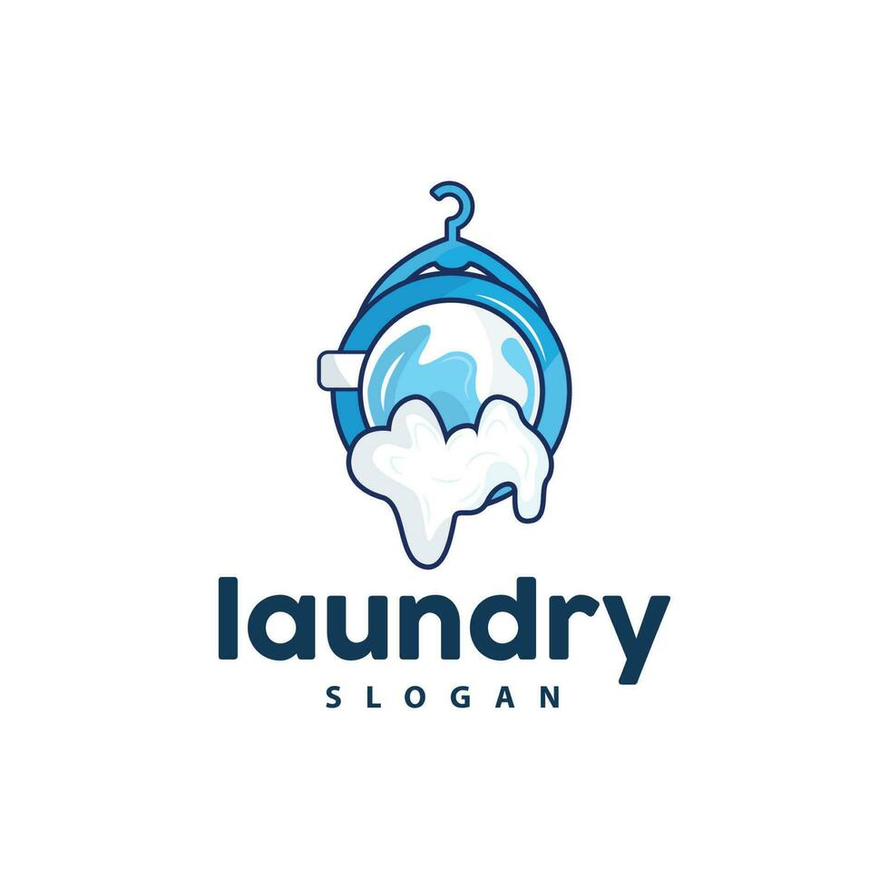 wasserij logo, schoonmaak het wassen vector, wasserij icoon met het wassen machine, kleren en schuim bubbel, illustratie symbool ontwerp sjabloon vector