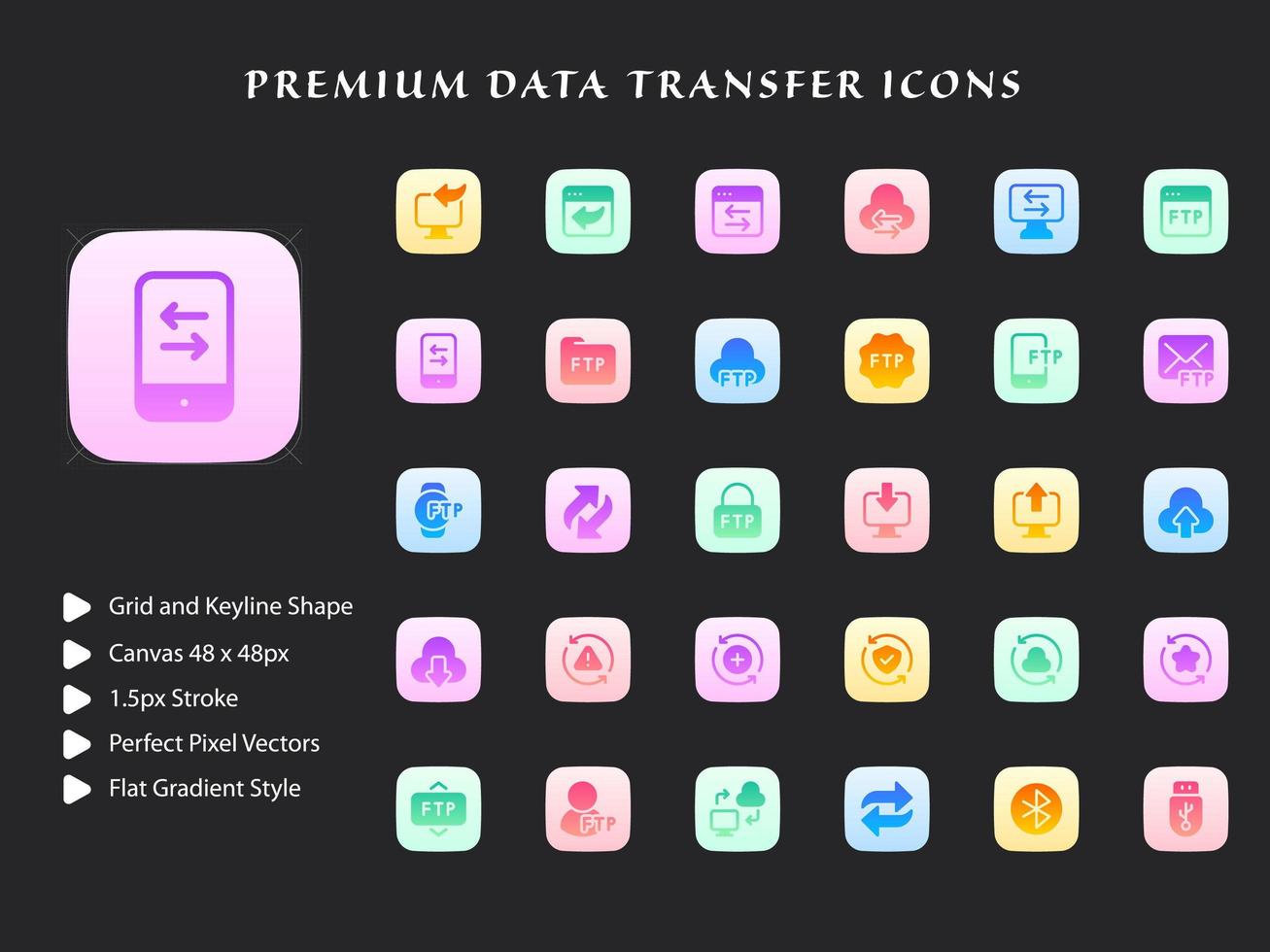 gegevensoverdracht icon pack vector