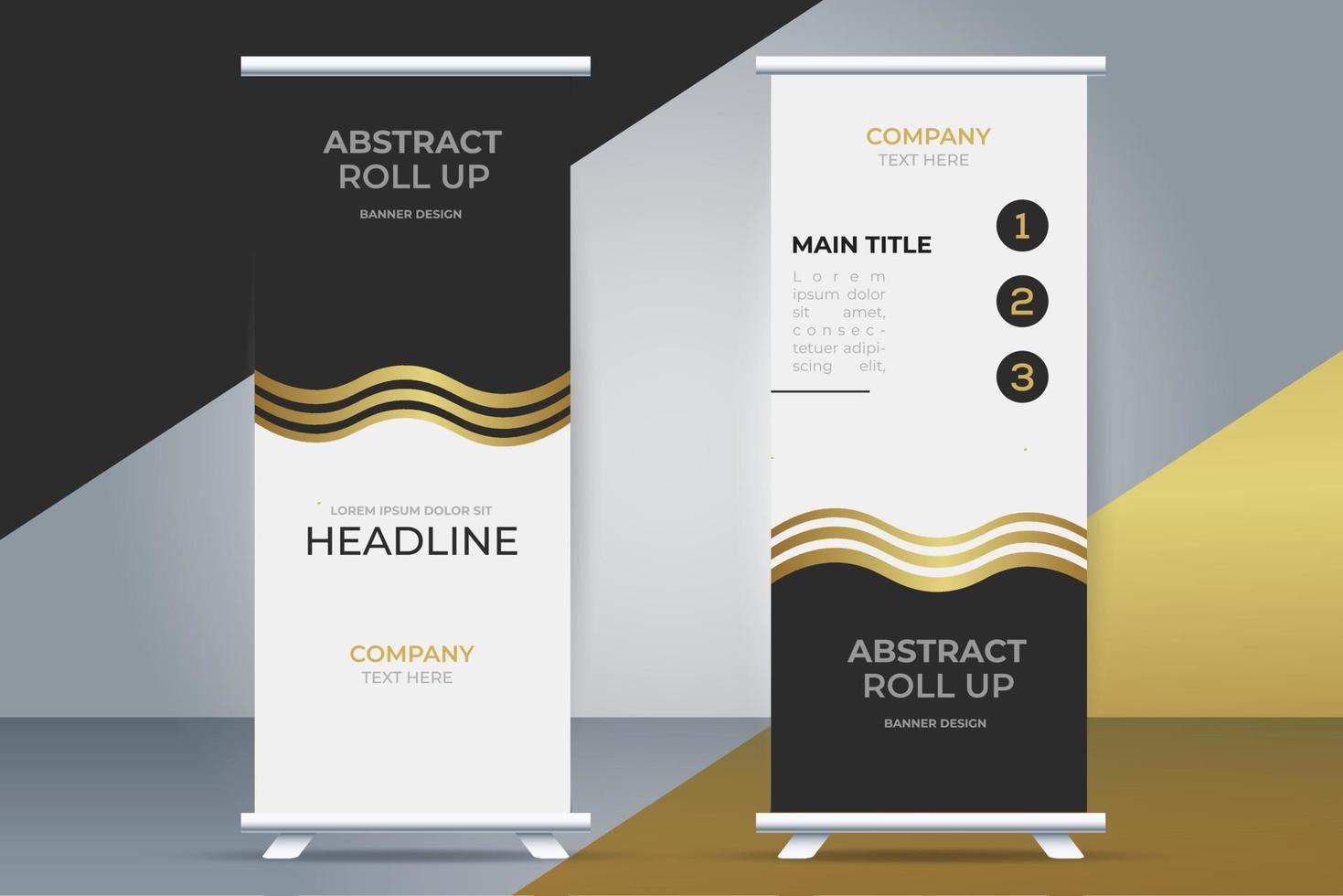 modern bedrijf rollen omhoog standee met gouden lint vector