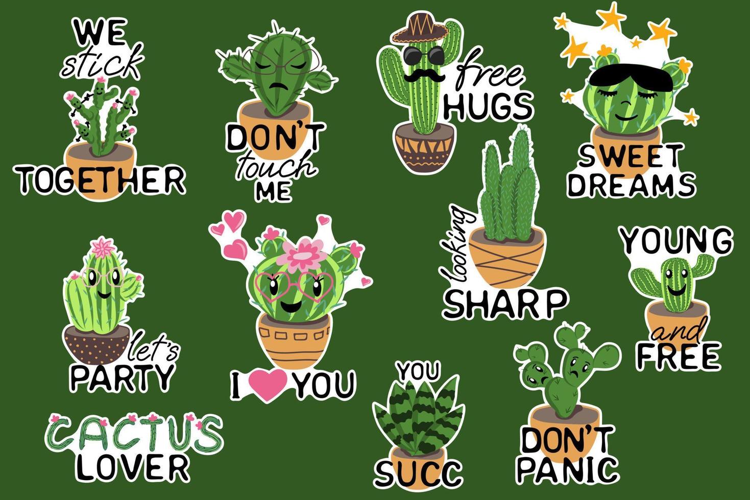 grappig cactus planten. vector illustratie